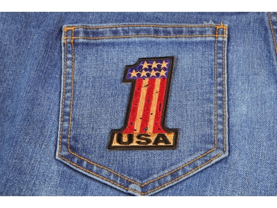 Number 1 USA Vintage Flag And Stars Patch | US Military Veteran Patches