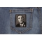 Obama Face Patch shown on jeans