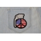 Peace Grenade Patch shown on jeans