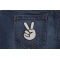 Peace Hand Sign in White Iron on Patch shown on jeans