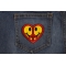 Peace Love Happiness Patch shown on jeans