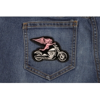 Pink Biker Angel On Motorcycle Patch Pink Biker Angel On Motorcycle Patch | Embroidered Biker Patches