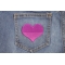 Pink Heart Patch | Embroidered Patches Pink Heart Iron on Patch shown on jeans