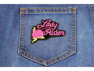 Pink Lady Rider Rose Biker Patch | Embroidered Biker Patches