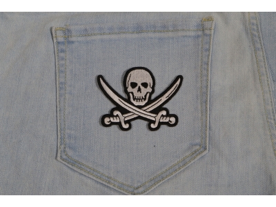 White Pirate Sword Skull Patch | Embroidered Patches