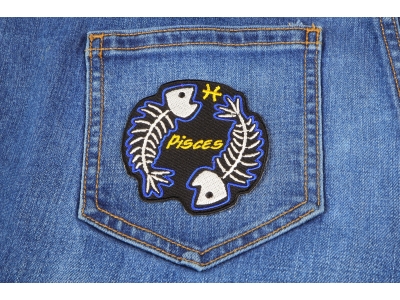 Pisces Skull Zodiac Sign Patch