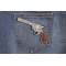 6 Shooter Pistol Patch Left Patch | Embroidered Patches 6 Shooter Pistol Patch Left Patch shown on jeans