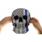 American Flag Blue Stripe Skull Patch, Large Skull Patches for Biker Jackets shown on hand for size comparison
