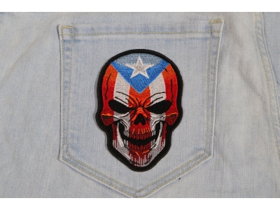 Puerto Rican Skull Patch With Puerto Rico Flag