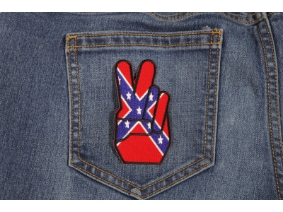 Rebel Flag Peace Fingers Patch | Embroidered Patches