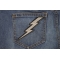 Reflective Lightning Bolt Left Patch shown on jeans