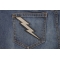 Reflective Lightning Bolt Right Patch | Embroidered Patches Reflective Lightning Bolt Right Patch shown on jeans