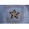 Reflective Nautical Star Novelty Iron on Patch shown on jeans