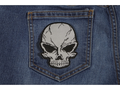 Reflective Small Cracked Skull Patch | Embroidered Patches