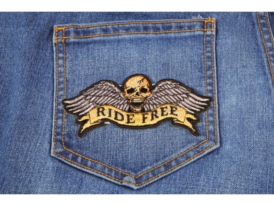 Ride Free Winged Skull Patch Small | Embroidered Biker Patches