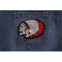 Screaming Indian Skull With Head Dress Small Patch | Skull Patches