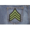 Sergeant Chevron Green Black Patch shown on jeans