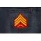 Sergeant Marine Patch Sergeant Patch Red and Yellow shown on jeans