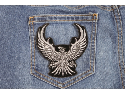 Silver Tribal Eagle Small Patch | Embroidered Patches