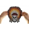 Skull Indian Head Dress Large Back Patch | Embroidered Patches Indian Skull and Feathers Patch, Large Skull Patches for Biker Jackets shown on hand for size comparison