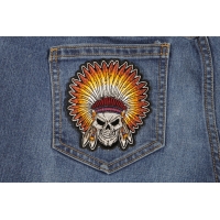 Skull Indian Head Dress Small Patch | Embroidered Patches Skull Indian Head Dress Small Patch | Embroidered Patches