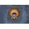 Skull Indian Head Dress Small Patch | Embroidered Patches Head Dress Skull Patch shown on jeans