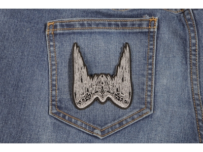 Small Angel Wings Patch Grey | Embroidered Patches