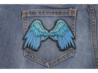 Small Beautiful Angel Wings Blue Patch | Embroidered Patches