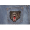 Small Black Bear Biker Patch | Embroidered Patches Small Black Bear Biker Iron on Patch shown on jeans