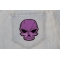 Small Cracked Skull Patch Purple shown on jeans