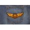 Orange Wings Motorcycle Patch shown on jeans