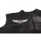 Winged Wheel Small White Patch, Biker Patches shown on leather vest