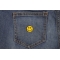 Smiley Patch 1 Inch Yellow shown on jeans