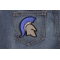 Spartan Helmet Blue Mohawk Police Patch Spartan Helmet Blue Helmet Mohawk Patch shown on jeans