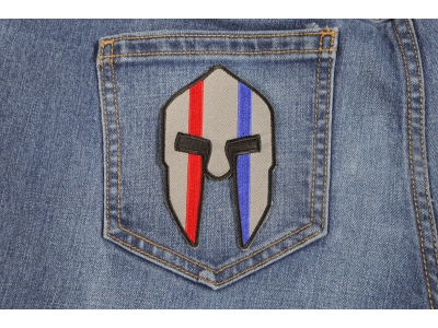 Spartan Helmet Red And Blue First Responder Patch