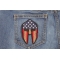 Spartan Helmet US Flag Patch Spartan Helmet US Flag Patriotic Iron on Patch shown on jeans