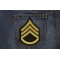 Staff Sergeant Army Patch Staff Sergeant Iron on Patch shown on jeans
