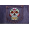Sugar Skull Blue Patch Sugar Skull Patch shown on jeans