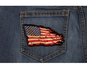 Tattered US American Flag Patch Small