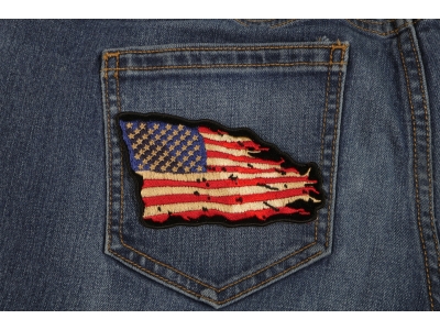 Tattered US American Flag Patch Small