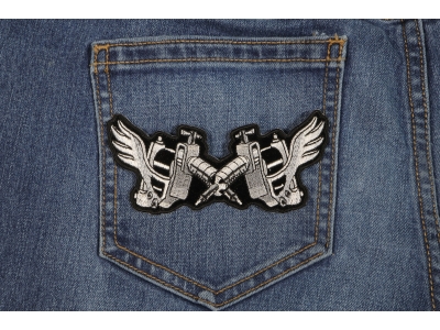 Tattoo Guns Wings Patch Small