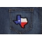 Texas Map Texas Flag Black Border Patch | Embroidered Patches Texas Map Texas Flag Black Border Patch shown on jeans