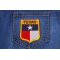 Texas Shield Patch | Embroidered Patches Texas Shield Patch shown on jeans