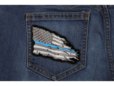 Thin Blue Line American Tattered Flag Patch