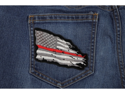 Thin Red Line American Tattered Flag Patch