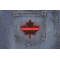 Thin Red Line Canadian Maple Leaf Patch shown on jeans