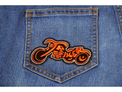 Triker Small Patch In Orange And Black | Embroidered Biker Patches