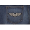 White Wings Patch shown on jeans