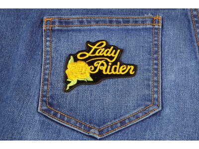 Yellow Lady Rider Rose Patch | Embroidered Biker Patches