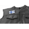 Finland Flag Patch - Iron on Patch - 3x2 inch shown on leather vest